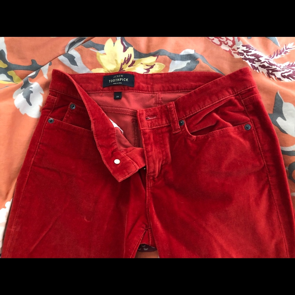 Red velvet jeans